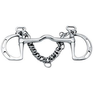 Korsteel Stainless Steel Cambridge Mouth Slotted Ring Kimblewick Horse Bit, 6-in