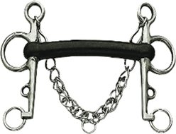 Korsteel Hard Rubber Mullen Mouth Pelham Horse Bit, 5-in