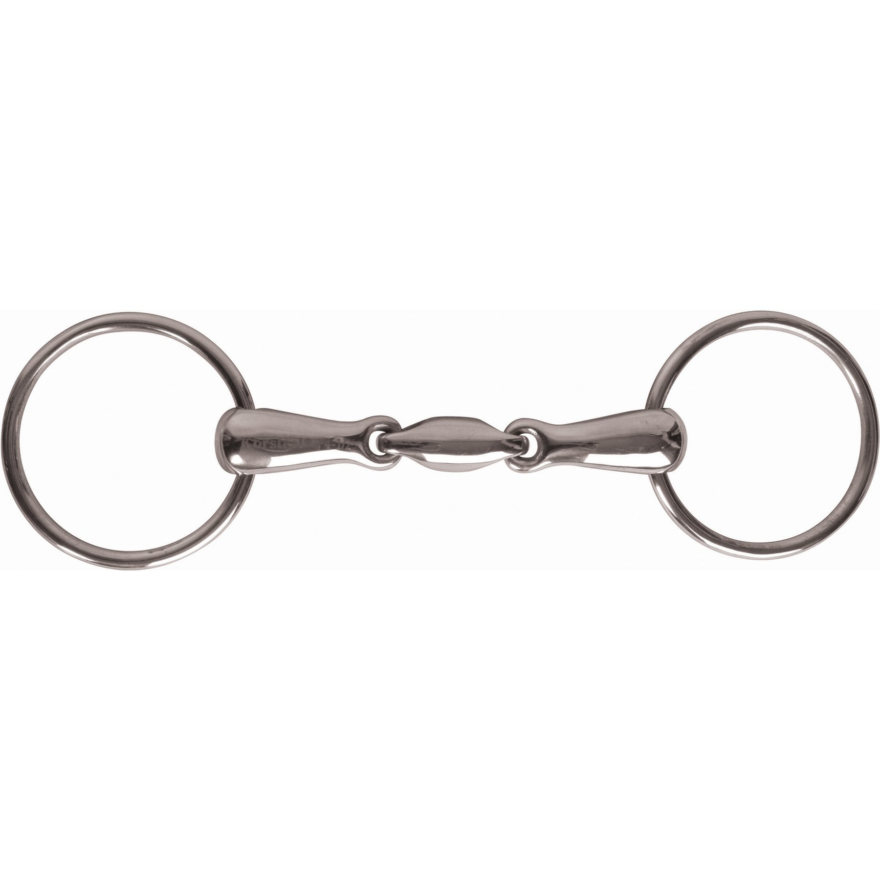 JP Korsteel Stainless Steel Oval Link Loose Ring Snaffle Horse Bit, 4.5-in