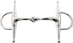 JP Korsteel Stainless Steel Jointed Slow Twist Full Cheek Snaffle Horse Bit, 4.5-in