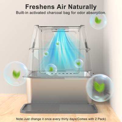 Show full view: JOEJOY Enclosed Stainless Steel Cat Litter Box, Grey, 24 x 16 x 18-in slide 8 of 9