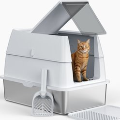 JOEJOY Enclosed Stainless Steel Cat Litter Box, Dark Grey, 24 x 16 x 18-in slide 2 of 7