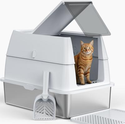 Show full view: JOEJOY Enclosed Stainless Steel Cat Litter Box, Dark Grey, 24 x 16 x 18-in slide 6 of 7