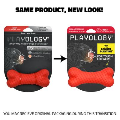 Show full view: Playology Beef Scented Dual Layer Bone Dog Toy, Medium slide 3 of 11