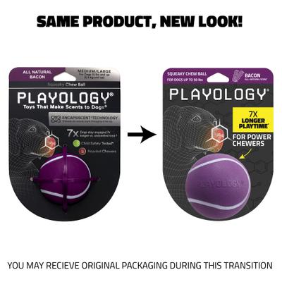 Show full view: Playology Bacon Scented Squeaky Chew Ball Dog Toy, Medium slide 2 of 8