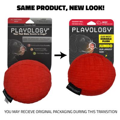 Show full view: Playology Beef Scented Squeaky Ball Plush Dog Toy, Jumbo slide 2 of 8