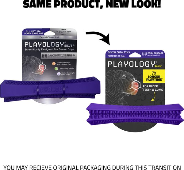 Show full view: Playology Pork Sausage Scented Dental Chew Stick Dog Toy, Jumbo slide 2 of 10