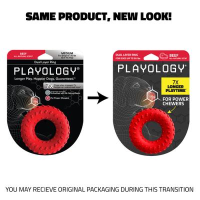 Show full view: Playology Beef Scented Dual Layer Ring Dog Toy, Medium slide 2 of 9