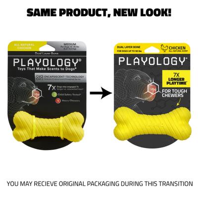 Show full view: Playology Chicken Scented Dual Layer Bone Dog Toy, Medium slide 3 of 11