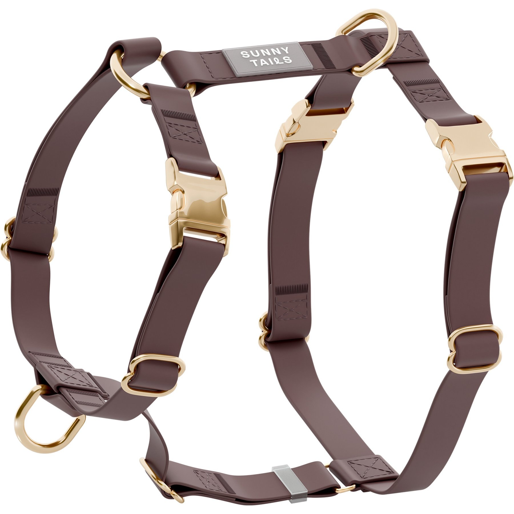 Sunny Tails Cloud Lite Waterproof Metal No-Pull Dog Harness, Espresso Brown, Small: 15 to 21-in chest
