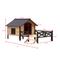 Show in main carousel: AOSTIRMOTOR Wooden Outdoor Cabin Dog House with Porch, Large, Antique Brown slide 2 of 7