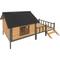 Show in main carousel: AOSTIRMOTOR Wooden Outdoor Cabin Dog House with Porch, Large, Yellow Brown slide 5 of 7