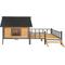 Show in main carousel: AOSTIRMOTOR Wooden Outdoor Cabin Dog House with Porch, Large, Yellow Brown slide 7 of 7