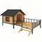 Show in main carousel: AOSTIRMOTOR Wooden Outdoor Cabin Dog House with Porch, Large, Yellow Brown slide 3 of 7