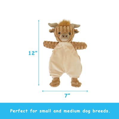 Show full view: Linzy Toys Flat Crinklez Highland Cow Squeaky Plush Dog Toy slide 4 of 6
