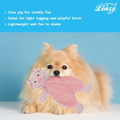 Show full view: Linzy Toys Flat Crinklez Pig Squeaky Plush Dog Toy slide 4 of 6