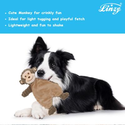 Show full view: Linzy Toys Flat Crinklez Monkey Squeaky Plush Dog Toy slide 4 of 6