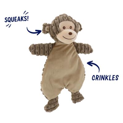 Show full view: Linzy Toys Flat Crinklez Monkey Squeaky Plush Dog Toy slide 2 of 6