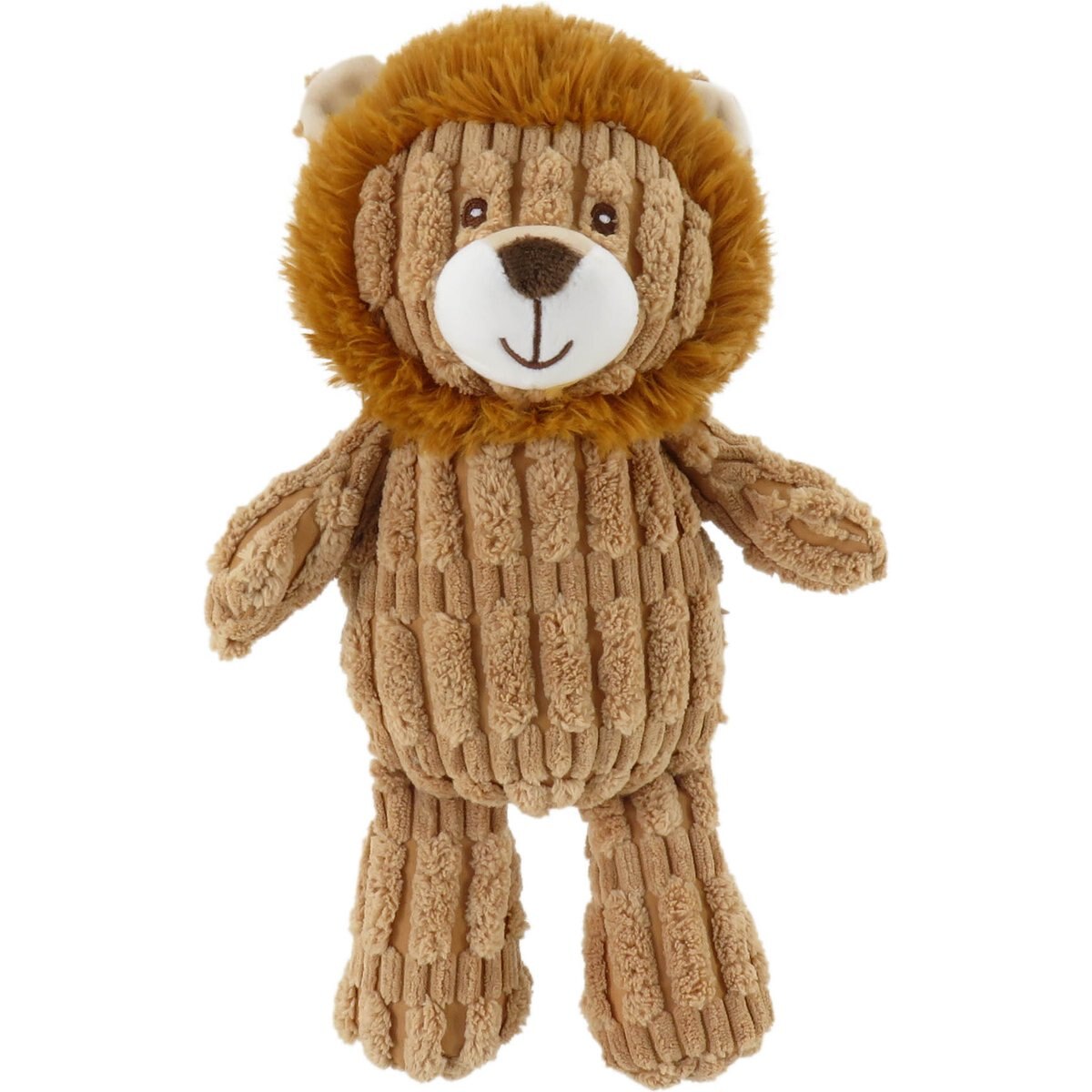 Linzy Toys Lion Squeaky Plush Dog Toy, Brown, 12-in