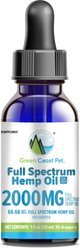 Green Coast Pet Full Spectrum Hemp Oil Liquid Calming Supplement for Dogs, 2000 mg, 1-fl oz bottle
