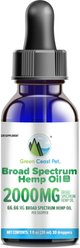 Green Coast Pet Broad Spectrum Hemp Oil Liquid Calming Supplement for Dogs, 2000 mg, 1-fl oz bottle