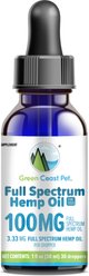 Green Coast Pet Full Spectrum Hemp Oil Liquid Calming Supplement for Dogs, 100 mg, 1-fl oz bottle