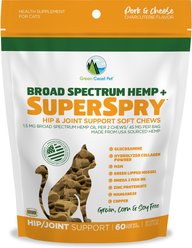 Green Coast Pet Broad Spectrum Hemp + SuperSpry Pork & Cheese Flavor Soft Chew Joint Supplement for Cats, 60 count slide 1 of 2