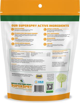 Show full view: Green Coast Pet Broad Spectrum Hemp + SuperSpry Pork & Cheese Flavor Soft Chew Joint Supplement for Cats, 60 count slide 3 of 3
