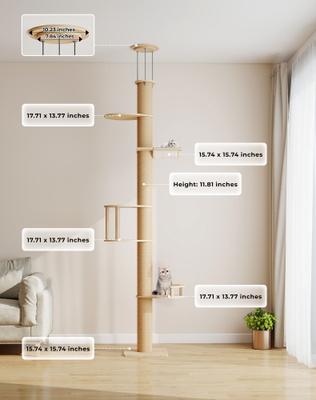 Show full view: Coziwow Floor-to-Ceiling 89 to 112-in Adjustable Cat Tree slide 7 of 11