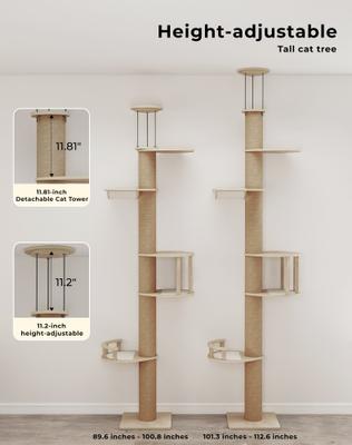 Show full view: Coziwow Floor-to-Ceiling 89 to 112-in Adjustable Cat Tree slide 5 of 11