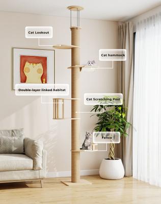 Show full view: Coziwow Floor-to-Ceiling 89 to 112-in Adjustable Cat Tree slide 6 of 11