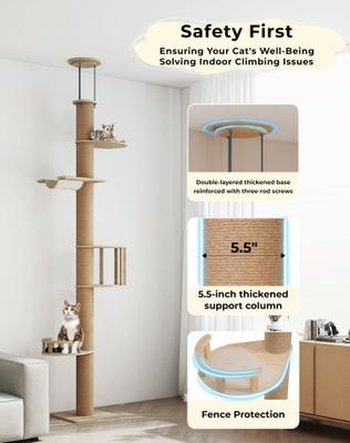Show full view: Coziwow Floor-to-Ceiling 89 to 112-in Adjustable Cat Tree slide 4 of 11