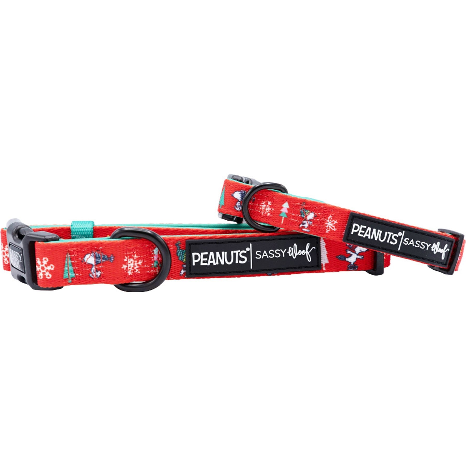 Sassy Woof Peanuts Beagle Bells Dog Collar, Small: 13-in neck, 1/2-in wide
