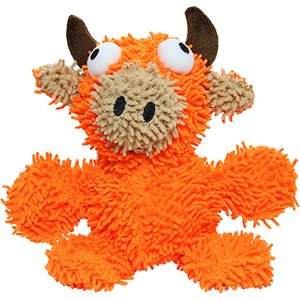 Mighty Microfiber Ball Med Bull Squeaky Plush Dog Toy, Orange
