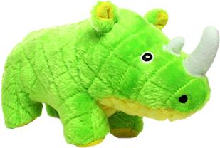 Show full view: Mighty Safari Rhinoceros Squeaky Plush Dog Toy, Green slide 3 of 6