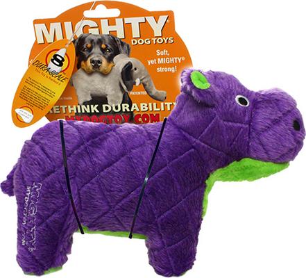 Show full view: Mighty Safari Hippo Squeaky Plush Dog Toy, Purple slide 5 of 6