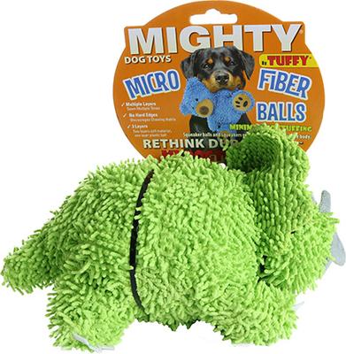 Show full view: Mighty Microfiber Ball Med Triceratops Squeaky Plush Dog Toy, Green slide 5 of 6