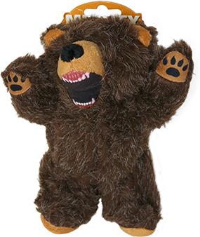 Show full view: Mighty Jr Angry Animals Bear Squeaky Plush Dog Toy, Brown slide 5 of 6