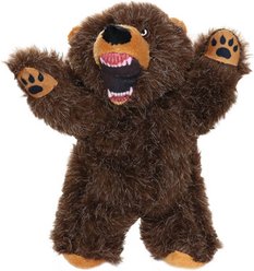 Mighty Jr Angry Animals Bear Squeaky Plush Dog Toy, Brown