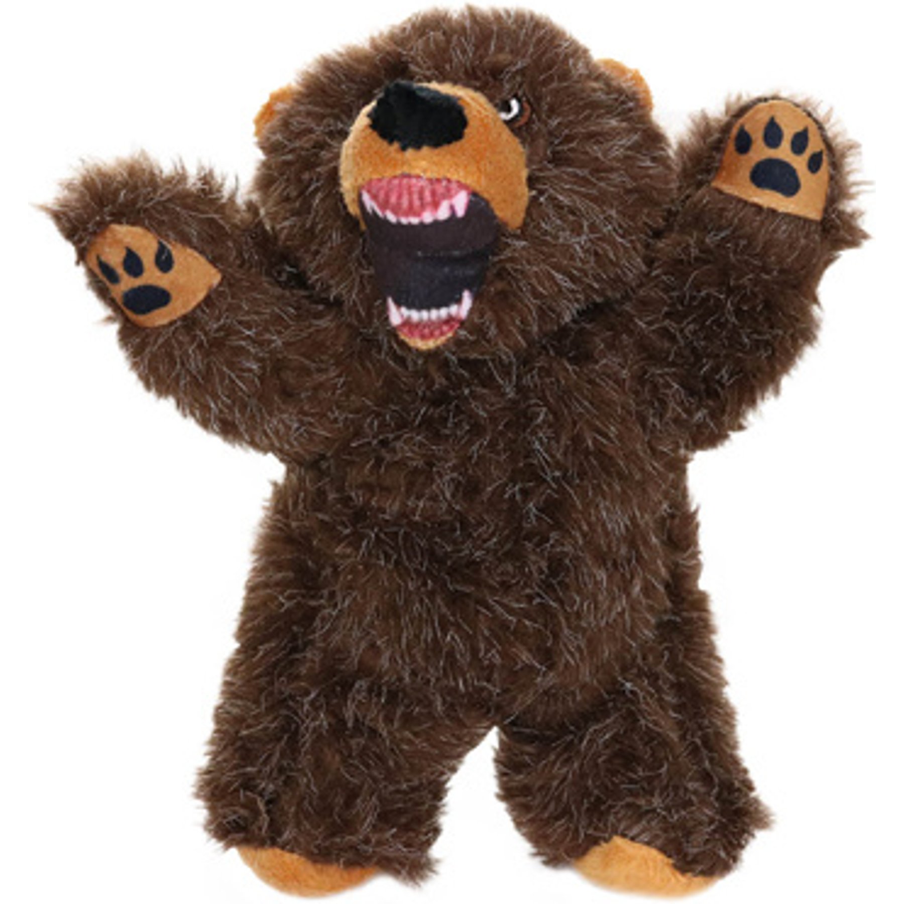 Mighty Jr Angry Animals Bear Squeaky Plush Dog Toy, Brown