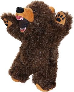 Show full view: Mighty Jr Angry Animals Bear Squeaky Plush Dog Toy, Brown slide 2 of 6