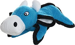 Tuffy's Jr Barnyard Cow Squeaky Dog Plush Toy, Blue slide 2 of 5