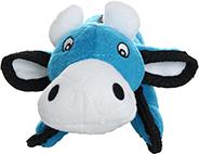 Show full view: Tuffy's Jr Barnyard Cow Squeaky Dog Plush Toy, Blue slide 3 of 6