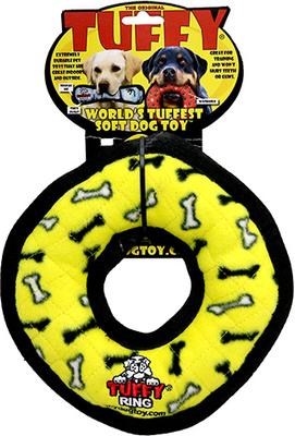 Show full view: Tuffy's Ring Bone Squeaky Dog Plush Toy, Yellow, Medium slide 5 of 6