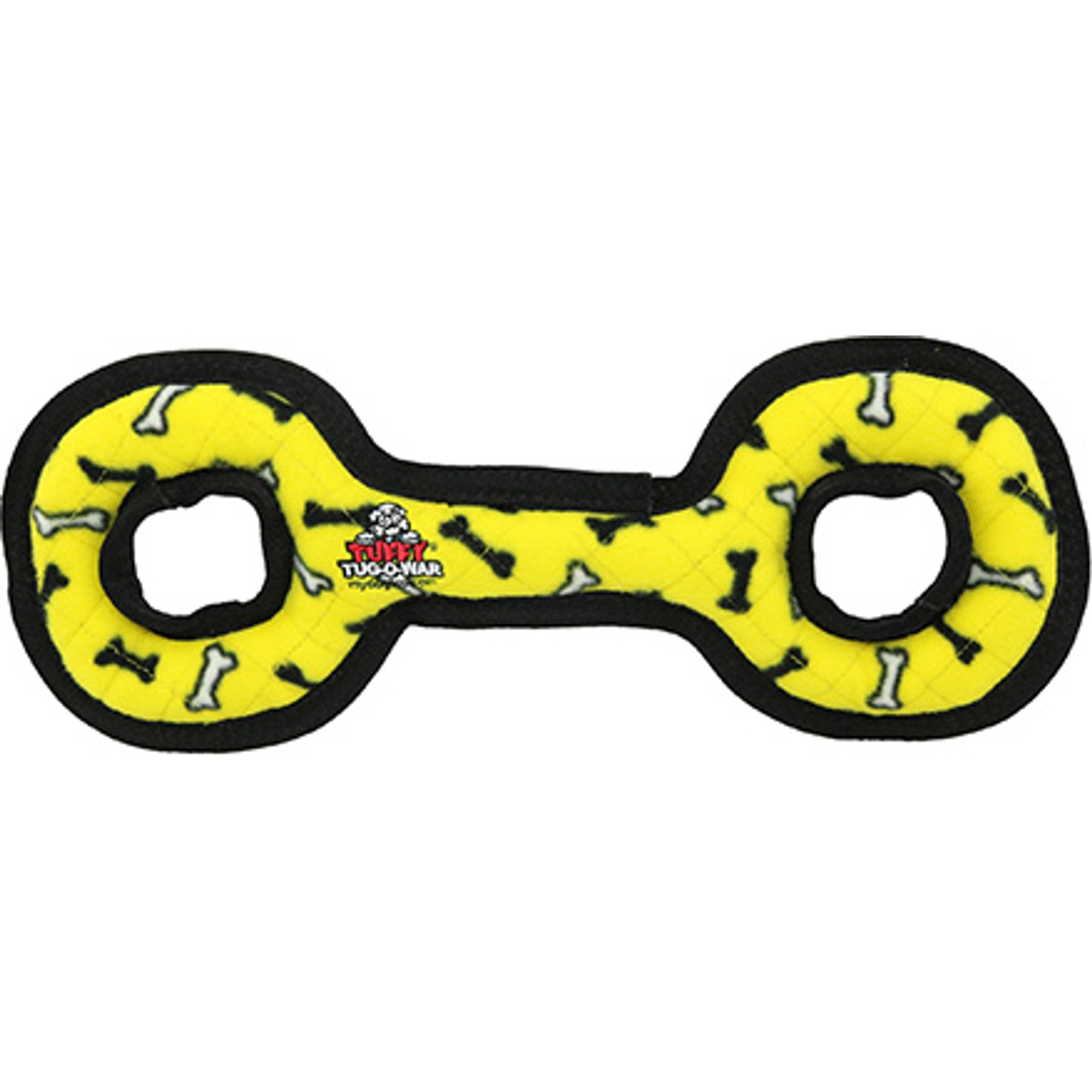 Tuffy's Tug-O-War Bone Squeaky Dog Plush Toy, Yellow, Medium