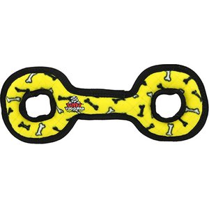 Tuffy's Tug-O-War Bone Squeaky Dog Plush Toy, Yellow, Medium