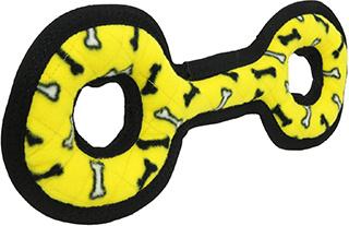 Show full view: Tuffy's Tug-O-War Bone Squeaky Dog Plush Toy, Yellow, Medium slide 5 of 7