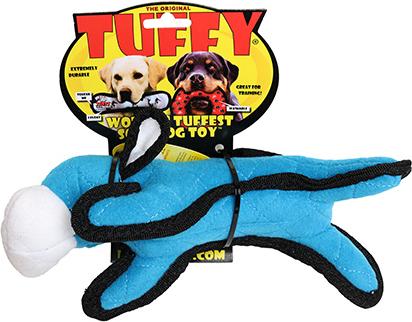 Show full view: Tuffy's Jr Barnyard Cow Squeaky Dog Plush Toy, Blue slide 5 of 6