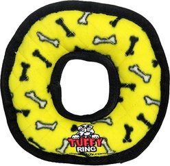 Tuffy's Ring Bone Squeaky Dog Plush Toy, Yellow, Medium