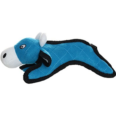 Tuffy's Tuffy's Jr Barnyard Cow Squeaky Dog Plush Toy, Blue
